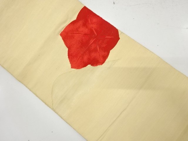 遠山に紅葉模様織り出し　紬　名古屋帯